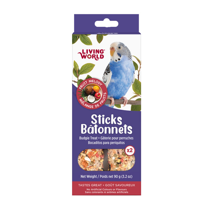 Budgie Treat Sticks - Living World Sticks - Fruit Melody - 2 pieces - 90 g (3.2 oz)