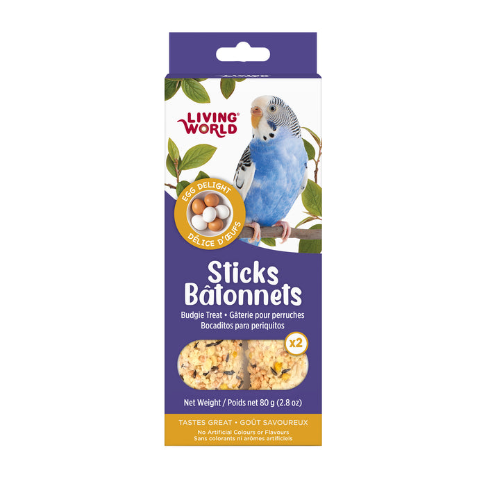 Budgie Treat Sticks - Living World Sticks - Egg Delight - 2 pieces - 80 g (2.8 oz)