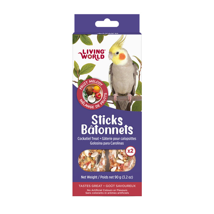 Cockatiel Treat Sticks - Living World Sticks - Fruit Melody - 2 pieces - 90 g (3.2 oz)