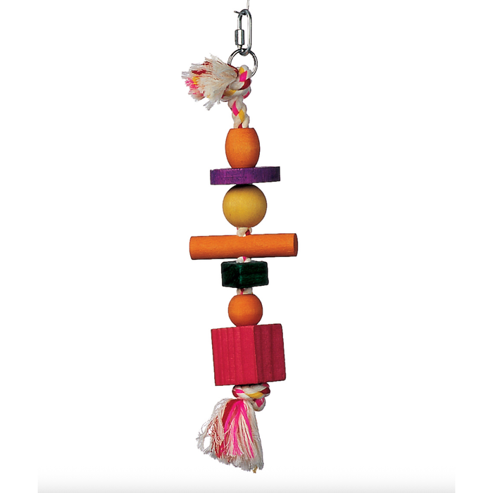 Living World Junglewood Bird Toy - Rope with 3 Beads - 2 Blocks - 1 Cylinder & 1 Peg