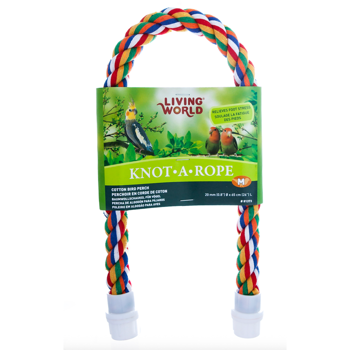 Living World Multi-Coloured Cotton Perch - 20 mm dia x 65 cm L