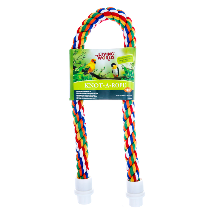 Living World Multi-Coloured Cotton Perch - 30 mm dia x 90 cm L