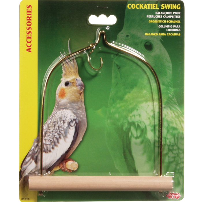 Living World Bird Swing with Wooden Perch For Cockatiels - 14 x 17.5 cm (5.5 x 7 in)